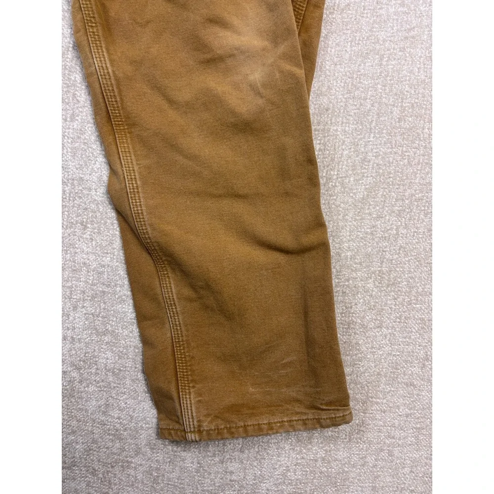 Carhartt B111 BRN Mens 36x30 Flannel Lined Duck Canvas Work Pants Brown Plaid